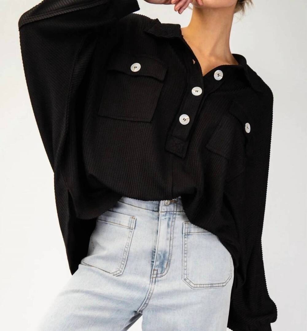 NEW EE:SOME women's textured loose fit top in black